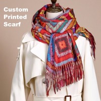 Écharpe chaude à carreaux surdimensionnée en mélange de laine pour femme, châle d'hiver, pashmina avec franges et pompons, design personnalisé