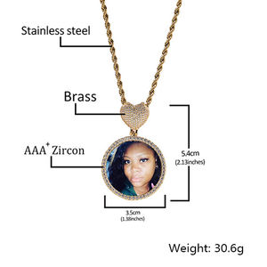 <span class=keywords><strong>Collier</strong></span> <span class=keywords><strong>avec</strong></span> pendentif photo rond personnalisé de 35 mm, style hip-hop, gravé <span class=keywords><strong>avec</strong></span> un nom, <span class=keywords><strong>avec</strong></span> fermoir en forme de cœur, chaîne de souvenir, bijoux - Product Image 3