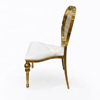 Chaise de mariage de luxe en acier inoxydable doré, dossier rond, chaise de banquet pour hôtel, restaurant