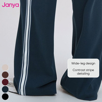 Pantalon de survêtement décontracté Janya pour femme, coupe ample avec poches latérales, jambe large droite, taille élastique, respirant, idéal pour le sport et le fitness