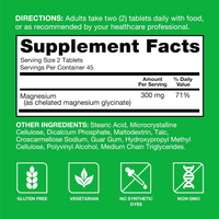 OEM 300mg Glycinate de magnésium à absorption élevée 100% Glycinate chélaté Complément vitaminique pour adultes 60 comprimés Non destiné aux nouveau-nés