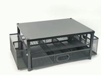 Organiseurs de bureau et accessoires : Support d'écran d'ordinateur à 2 niveaux avec tiroir et 2 porte-stylos, support pour ordinateur portable
