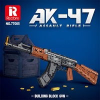 Reobrix 77005 Militer DIY AK47 Sniper Plastik Ramah Lingkungan Armas De Toys Pistol Pengisi Peluru Model Set Blok Bangunan