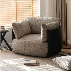 Poltrona Singola Moderna e Semplice con Struttura in Legno, Chaise Longue in Poliestere, Altezza Regolabile, Comfort per Hotel, Camera da Letto, Villa, Soggiorno - Product Image 6