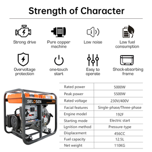 גנרטור דיזל אינברטר 5 קילוואט, 296 סמ\"ק, 192F, נייד, תעשייתי, 5 קילוואט. - Product Image 2