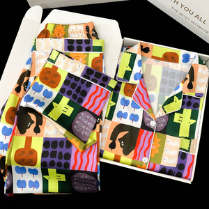 Băng lụa đồ ngủ của phụ nữ cao cấp cảm giác vui vẻ graffiti in mùa xuân và mùa thu quần dài có thể được mặc bên ngoài nhà quần áo SUI - Product Image 6