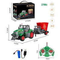 Camions forestiers télécommandés en métal 4CH 1:24, tracteur agricole, remorque forestière, chargeur, télécommande, portée de 30 m, prêt à l'emploi