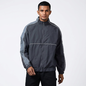 Custom Winter Windbreaker <b>Jacket</b> for Men Coated Stand Front Stone Casual <b>Zipper</b> Closure Design Solid <b>Jacket</b> Coats - Product Image 1