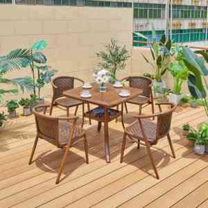 New Product Coffee <strong>Table</strong> Set Patio Furniture Aluminum Slat <strong>Table</strong> Wood Grain Metal Square <strong>Garden</strong> <strong>Bistro</strong> Outdoor for Restaurant - Product Image 3