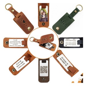 Oneway Wholesale Custom Eco-Friendly Durable PU Leather Photo Keychain Mini Personalized Photo <b>Frame</b> Holder Mother's Day Gift - Product Image 6