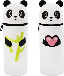 Astuccio in Silicone a Forma di Panda, Portapenne Verticale, Organizzatore da Scrivania Retrattile, Regalo di Cancelleria Carino per Bambini, Senza BPA - Product Image 1