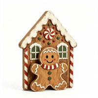 Décorations de Noël en bois de style ferme vintage pour table, figurines de bonhomme en pain d'épices et maison, pour plateau à étages, idéales pour les cadeaux de fêtes