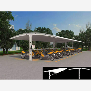 Abri de bus extérieur en acier avec structure à poutres, tentes abri de voiture, auvent imperméable en tissu PVDF, bâtiment en colonnes d'acier, abri de voiture, tente d'ombrage - Product Image 5