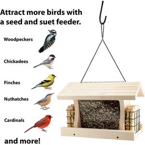 Mangeoire à oiseaux sauvages en bois pour décor de ferme maison d'oiseau en bois nichoir de sapin mangeoire à oiseaux suspendue boîte d'élevage en bois - Product Image 5
