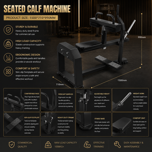 Máquina de levantamiento de pantorrillas sentado con carga de placas, comercial, para gimnasios, estudios de fitness y clubes, equipo de fuerza para piernas, venta al por mayor - Product Image 2