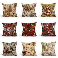 Housse de coussin de Noël Maison en pain d'épices Père Noël Bonhomme de neige Housse de coussin décorative Luxe Décoration de maison pour les fêtes