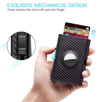 Portefeuille intelligent avec traqueur RFID Air Tag pour hommes, porte-cartes en aluminium anti-RFID, porte-cartes minimaliste en cuir microfibre, porte-cartes pop-up