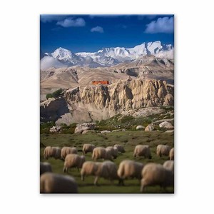 Impression sur toile du mont Kailash, Tibet, Chine, pâturage de moutons, temple de montagne, décoration murale - Product Image 2