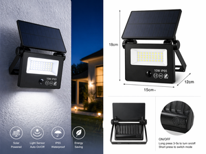 Projecteur solaire LED 300W 5000K lumière du jour IP66 Corps en ABS Télécommande Allumage automatique Éclairage extérieur de jardin - Product Image 4