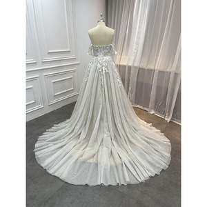 Magnifique robe de mariée à épaules dénudées <span class=keywords><strong>2022</strong></span>, style <span class=keywords><strong>civil</strong></span> bohème, appliquée, perlée, <span class=keywords><strong>robes</strong></span> de mariée modestes, <span class=keywords><strong>robes</strong></span> de mariée scintillantes pour femmes - Product Image 3