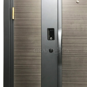 Puerta de seguridad clasificada contra el fuego del grano de madera de la cerradura elegante de la huella dactilar del nuevo dis - Product Image 3
