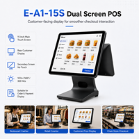 Terminal POS Layar Ganda 15 Inci dengan Layar Pelanggan untuk Kasir Restoran dan Ritel