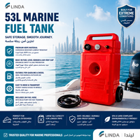 Réservoir de carburant diesel marin en HDPE de 53 L avec capteur de niveau de carburant conforme aux normes européennes, roues et tuyau de carburant à connecteur unique pour moteur de bateau
