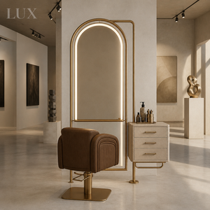 สถานีจัดแต่งทรงผม LUX Modern Hair Salon |   ชุดโต๊ะตัดผมแบบกำหนดเองพร้อมกระจก LED |   โซลูชั่นเฟอร์นิเจอร์และดีไซน์ร้านทำผมครบวงจร - Product Image 3