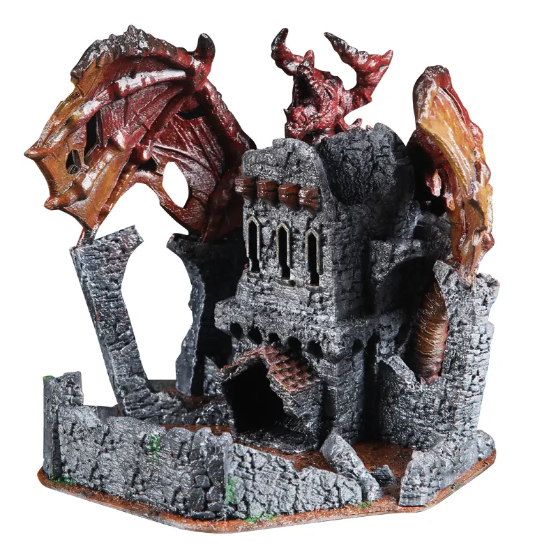 Ornamenti artigianali in resina colorata a mano DND COC Cthulhu miniature della torre dei dadi della Lair del drago