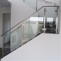 Balustrade en verre pour colonne, étanche intérieur/extérieur, avec poteau en acier inoxydable, pour cour, appartement, escalier et balcon sur mesure