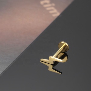 Piercing Labret in Titanio G23 di Grado Implantabile con Filettatura Interna, Barbell Lightning alla Moda per <span class=keywords><strong>Orecchio</strong></span>, Trago e Piercing Nuziale - Product Image 2