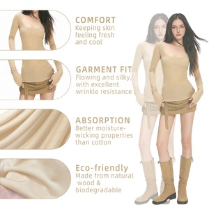 Tela Ligera de 170 g/m², 95% <span class=keywords><strong>Lyocell</strong></span> Tencel, 5% Spandex, Tejido de Punto Ecológico y Renovable, Sensación Fresca, Absorbe la Humedad, para Ropa de Verano - Product Image 3