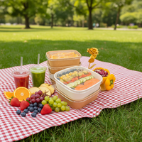 Contenants jetables compostables pour la préparation des repas, les fêtes, vente en gros de boîtes alimentaires, grands bols en papier kraft recyclables avec couvercles