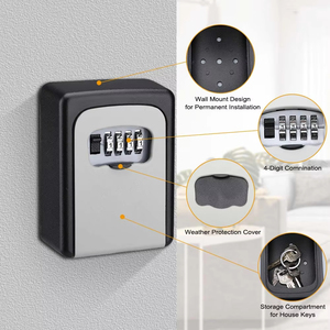 Wholesale Wall Mount Key Storage Secret Box Organizer <b>Security</b> Code Lock No Home Safe Decoration - Product Image 2