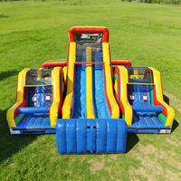 Pista de Obstáculos Inflable con Tobogán Integrado, Muro de Escalada, Múltiples Carriles, para Niños y Adultos, PVC Ecológico, Capacidad de 500 kg, Logotipo Personalizado