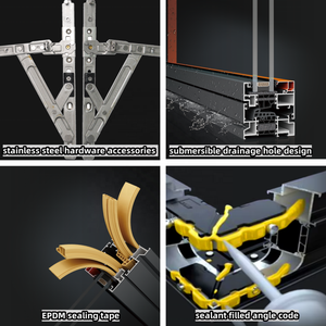 กระจกหน้าต่างอลูมิเนียมแบบสะพานหักสำหรับโครงการวิศ<span class=keywords><strong>ว</strong></span>กรรมออกแบบได้ตามต้องการมีการรับรองพายุเฮอริเคนแบบเอียงและเปิดหน้าต่าง - Product Image 3