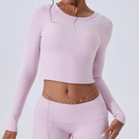 Vêtements de sport personnalisés pour femmes, tenue de sport ajustée décontractée, ensemble de yoga à manches longues avec dos élégant, doux pour la peau, vêtements de gym