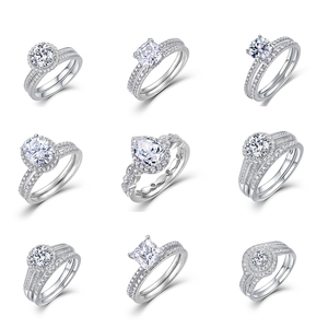 Ensemble de mariage deux pièces en argent sterling S925 avec moissanite taille coussin couleur D VVS1, bague de fiançailles - Product Image 5