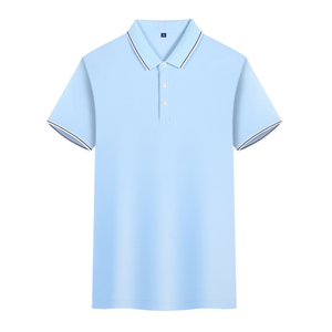 Polo à manches courtes pour homme, couleur unie, décontracté, respirant, en coton tricoté, longueur normale, design boutonné - Product Image 3