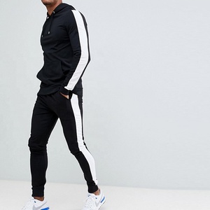 Wholesale Custom 100% Cotton Sweatsuit Sports <strong>Tracksuit</strong> Splice Color Training Gym <strong>Plain</strong> <strong>Tracksuits</strong> for Men - Product Image 1