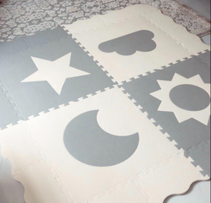 Alfombra <span class=keywords><strong>de</strong></span> juego <span class=keywords><strong>de</strong></span> espuma <span class=keywords><strong>eva</strong></span> para niños, protección segura, sin químicos, gris, blanco, sol, <span class=keywords><strong>luna</strong></span>, estrellas, nube, para gatear - Product Image 3