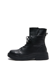 Genuine Leather Lace up Ankle Boots Chunky Platform Combat Boots for Women Men Wholesale Factory Direct