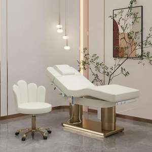 Lit de massage chauffant de luxe Base <span class=keywords><strong>extra</strong></span> large en acier inoxydable doré Spa de beauté Table de massage faciale électrique Lit de cils pour salon - Product Image 1