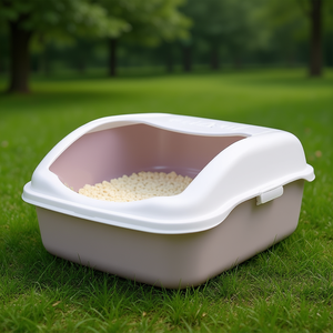 Bac à litière hygiénique pour chat 37x15x48 cm Lilas Blanc avec couvercle - Product Image 3