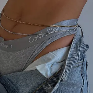 Wasserdichte 18K PVD vergoldete Körperkette Schmuck Geschenk Edelstahl kubanische Taille Bauchtkette für Damen
