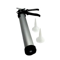 Pistola Dispensadora Manual de Pegamento de Aleación Plateada de 600ml con Émbolo de Varilla Hexagonal, Cubeta de Vidrio Blando, Grado Industrial YG DG-01A, Relación de Empuje 8:1