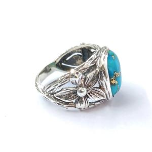 Bague en argent sterling 925 faite à la main avec pierre précieuse, collection de bijoux fins en cuivre bleu TQ en vrac, bijoux bleus - Product Image 1