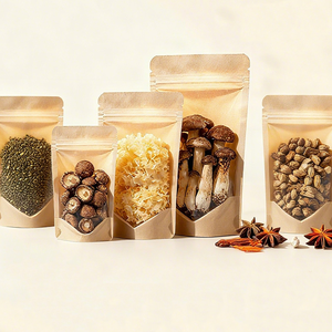 Giấy kraft đứng lên túi rõ ràng cửa sổ túi khóa kéo cho các loại hạt trái cây sấy khô đồ ăn nhẹ - Product Image 5