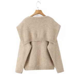 Taop & Za phong cách Châu Âu và mỹ 2025 mùa thu mới của phụ nữ khí chất giản dị đơn giản dài tay nhiều mặc Khăn Choàng Áo len 9807 - Product Image 3