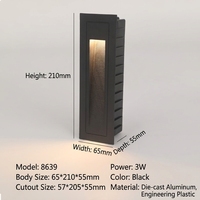 Lampe d'escalier encastrée LED étanche IP65 en aluminium pour extérieur, jardin, couloir, 3W, 3000K, blanc chaud